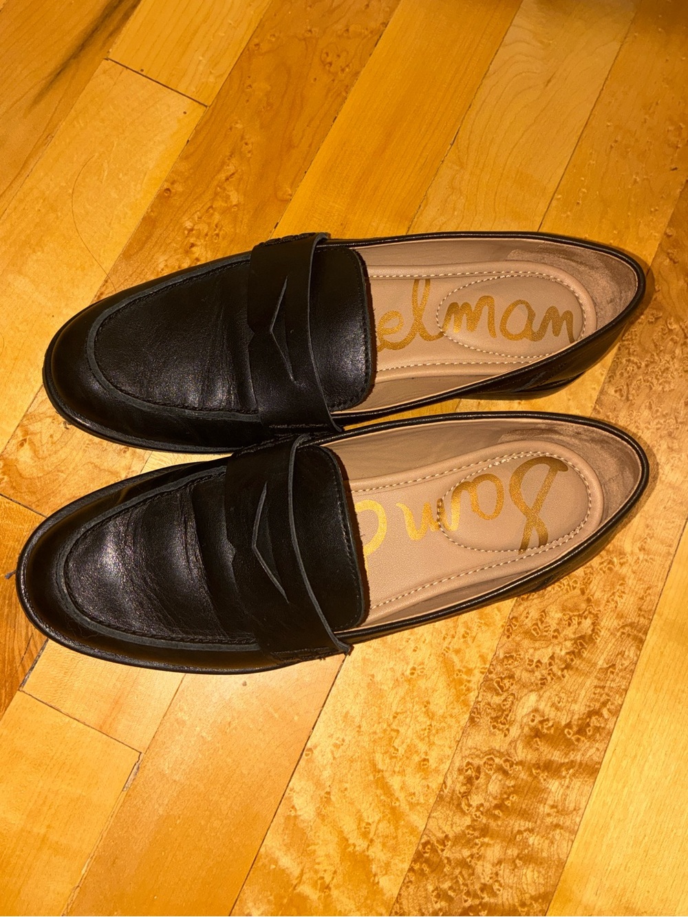 NWOT Sam Edelman Black Leather Penny Loafers for Women